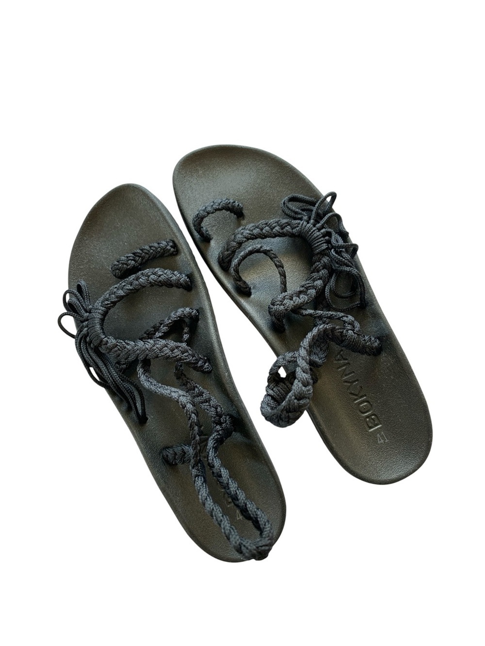 Bokyna Elevate black sandals braided rope straps arch support sz 10/41